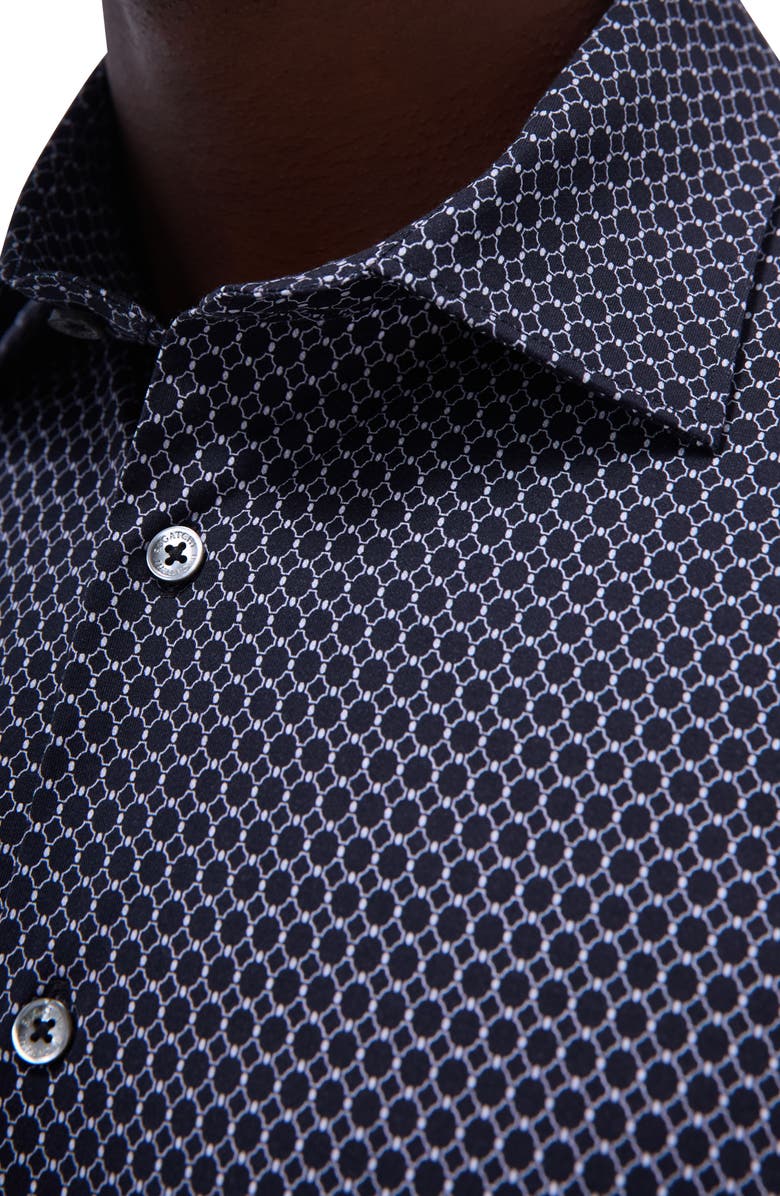 Bugatchi Milo OoohCotton<sup>®</sup> Geo Print Short Sleeve Button-Up Shirt, Alternate, color, Black
