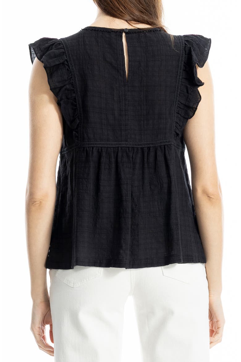 Ruffle Cap Sleeve Babydoll Top, Alternate, color, BLACK