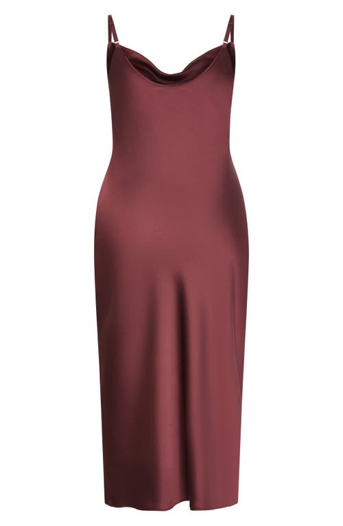 City Chic Satin Slipdress In Burgundy