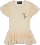 Simone Rocha Floral Embellished Sheer Tulle Peplum Top