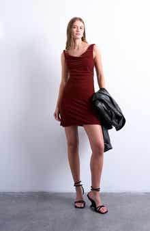 Topshop Cowl Neck Velvet Minidress