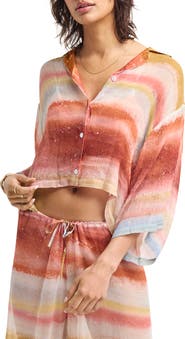 Vitamin A® Petra Crop Button-Up Cover-Up Shirt
