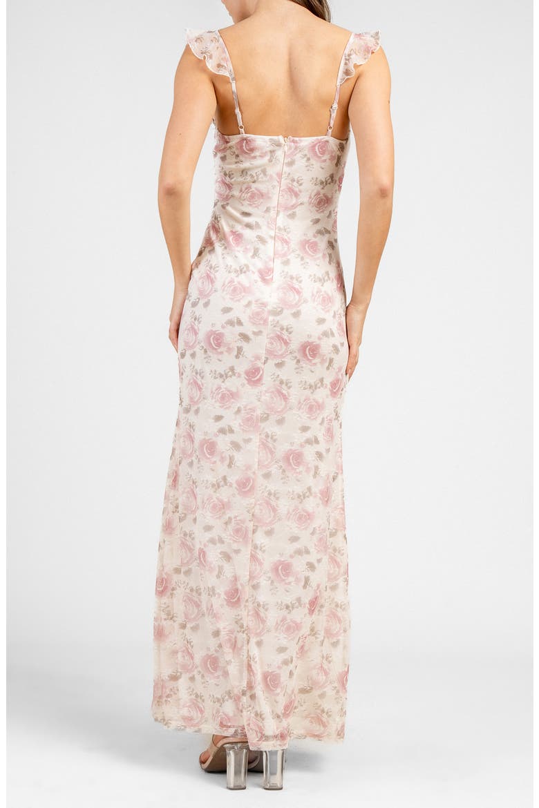 Printed Mesh Maxi Dress, Alternate, color, PINK