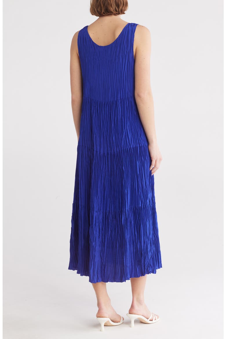 eileen fisher blue silk dress Women's Sleeveless Tiered Maxi - Scoop necklineSleevelessEasy fit Tiered febwhiteedit Lapel Bow Tie Waist Size:XL/52