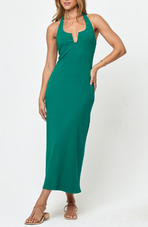 La Femme Cover-Up Halter Maxi Dress
