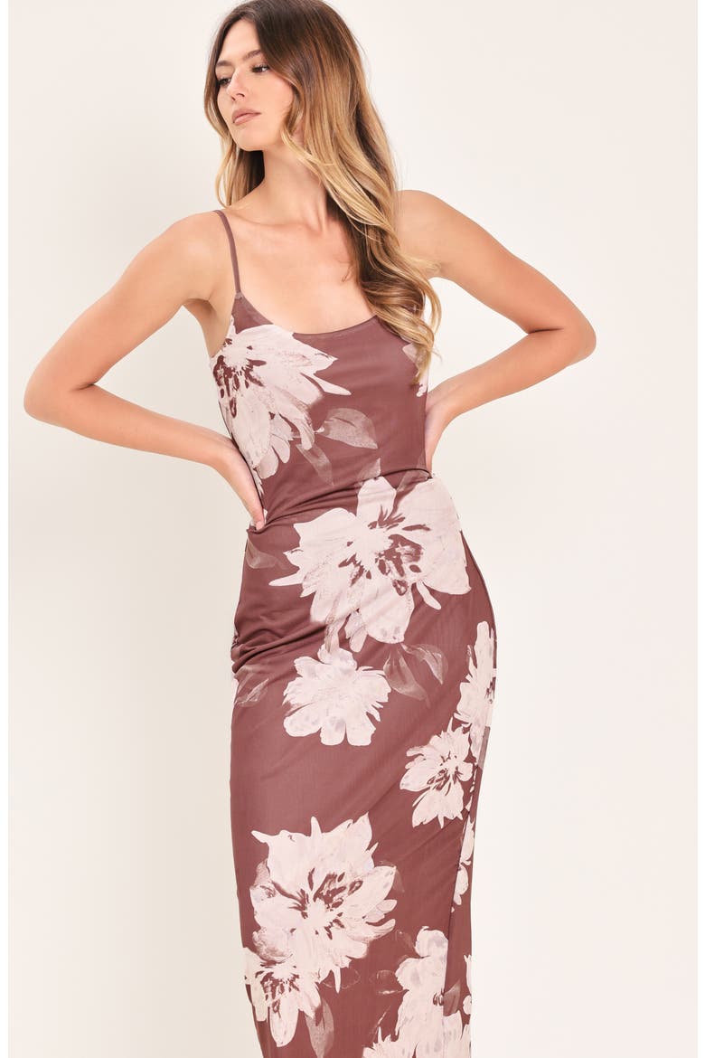 Sleeveless Mesh Print Dress, Alternate, color, REDBEAN