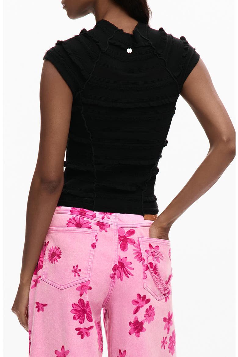 Cap Sleeve T-Shirt, Alternate, color, BLACK