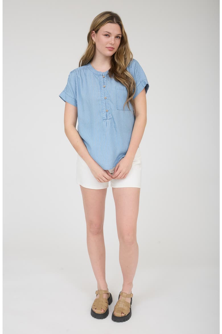 Button Up Stripe Top, Alternate, color, CHAMBRAY