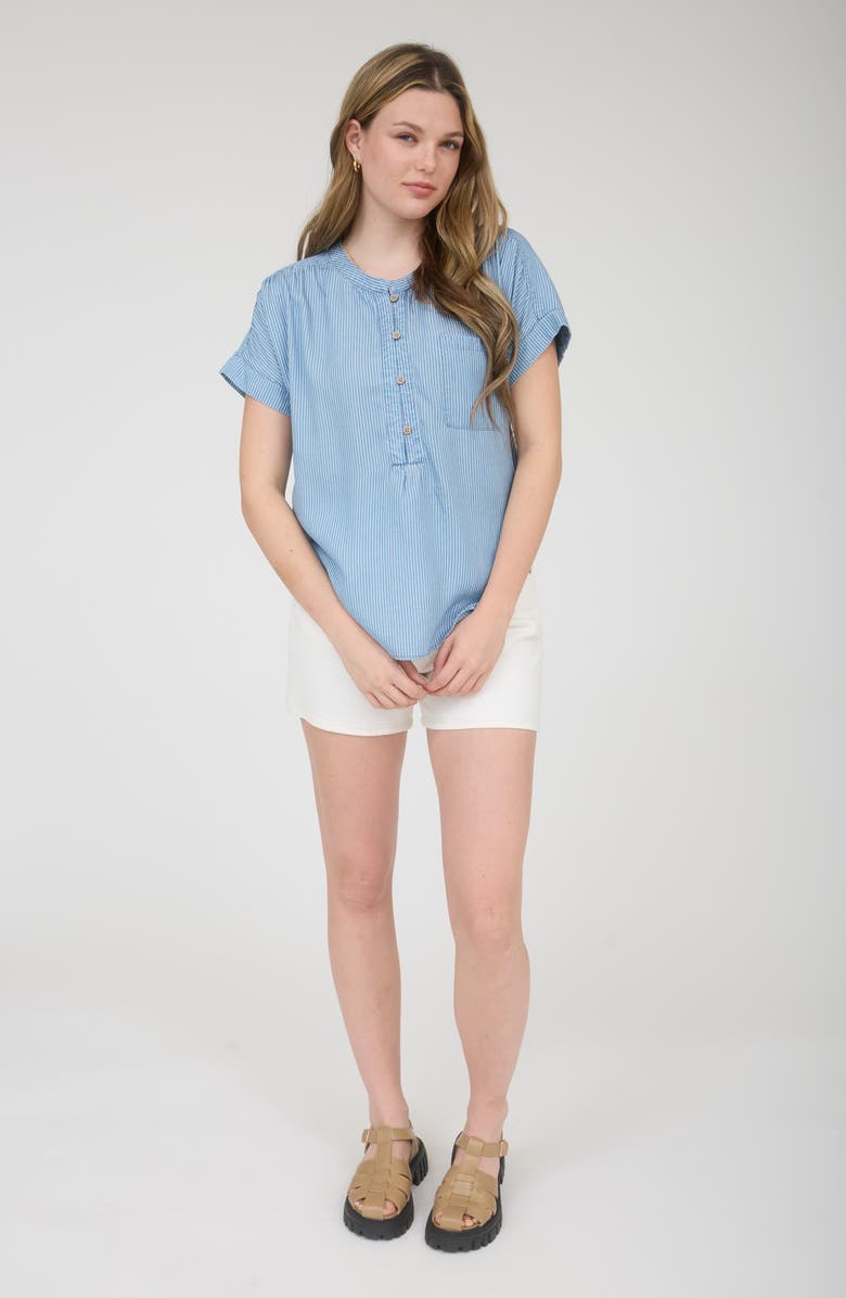 Blu Pepper Button Up Stripe Top, Alternate, color, Chambray