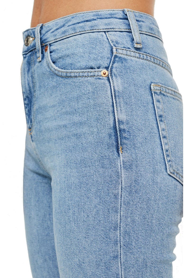 High Waist Raw Hem Straight Leg Jeans, Alternate, color, BLEACH STONE DENIM