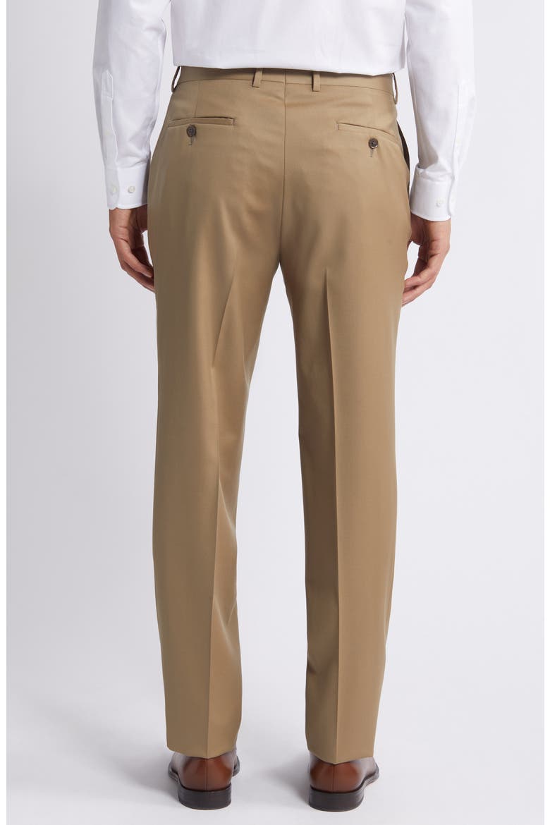 Solid Flat Front Stretch Wool Dress Pants, Alternate, color, LIGHT TAN