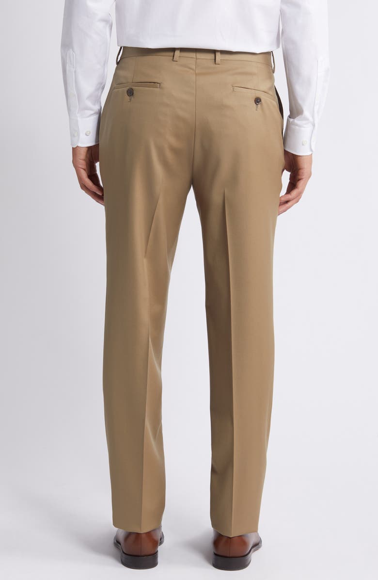 Peter Millar Solid Flat Front Stretch Wool Dress Pants, Alternate, color, Light Tan