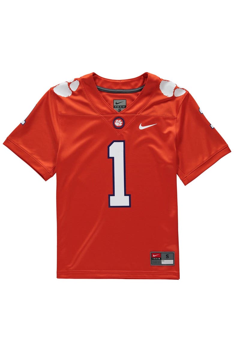 Youth Nike #1 Orange Clemson Tigers Replica Football Jersey, Alternate, color, Orange