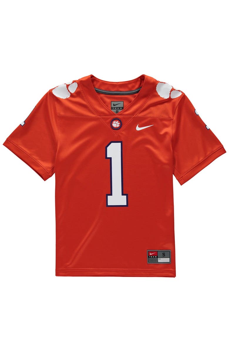 Nike Youth Nike #1 Orange Clemson Tigers Replica Football Jersey, Alternate, color, Orange