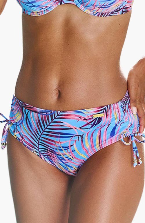 Lascana Palm Print Mid Rise Bikini Bottom In Blue