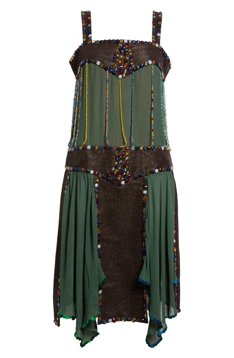 Bode Gem Jarvis Beaded Silk Flapper Dress, Alternate, color,