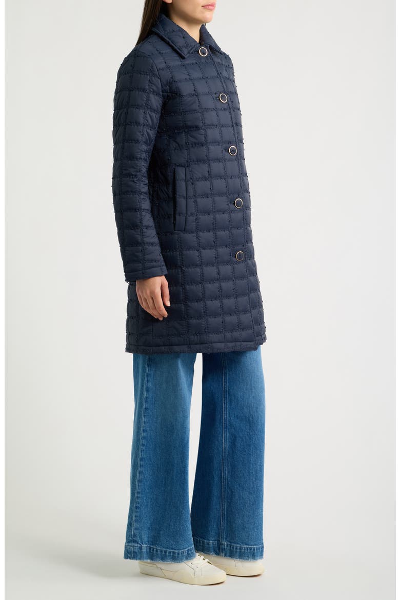 Boucle Quilted Longline Jacket, Alternate, color, NAVY