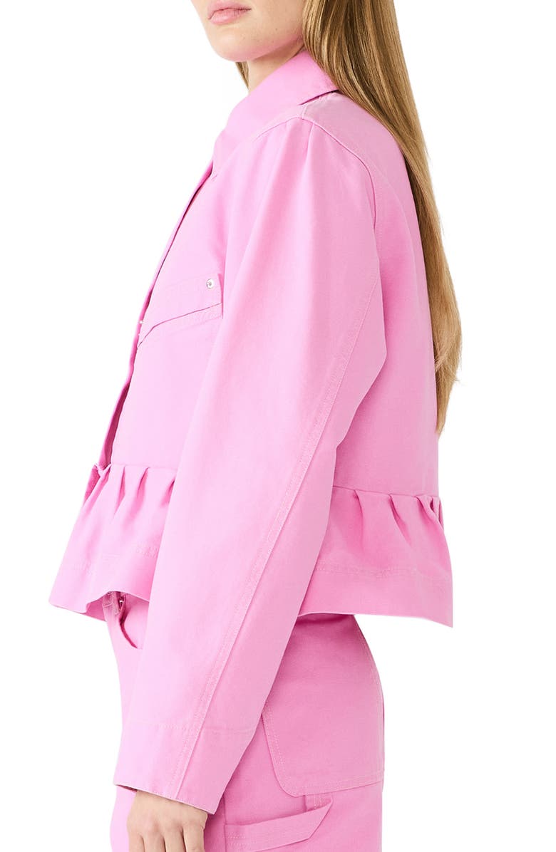 Steve Madden Sloan Cotton Peplum Jacket, Alternate, color, Pink Taffy