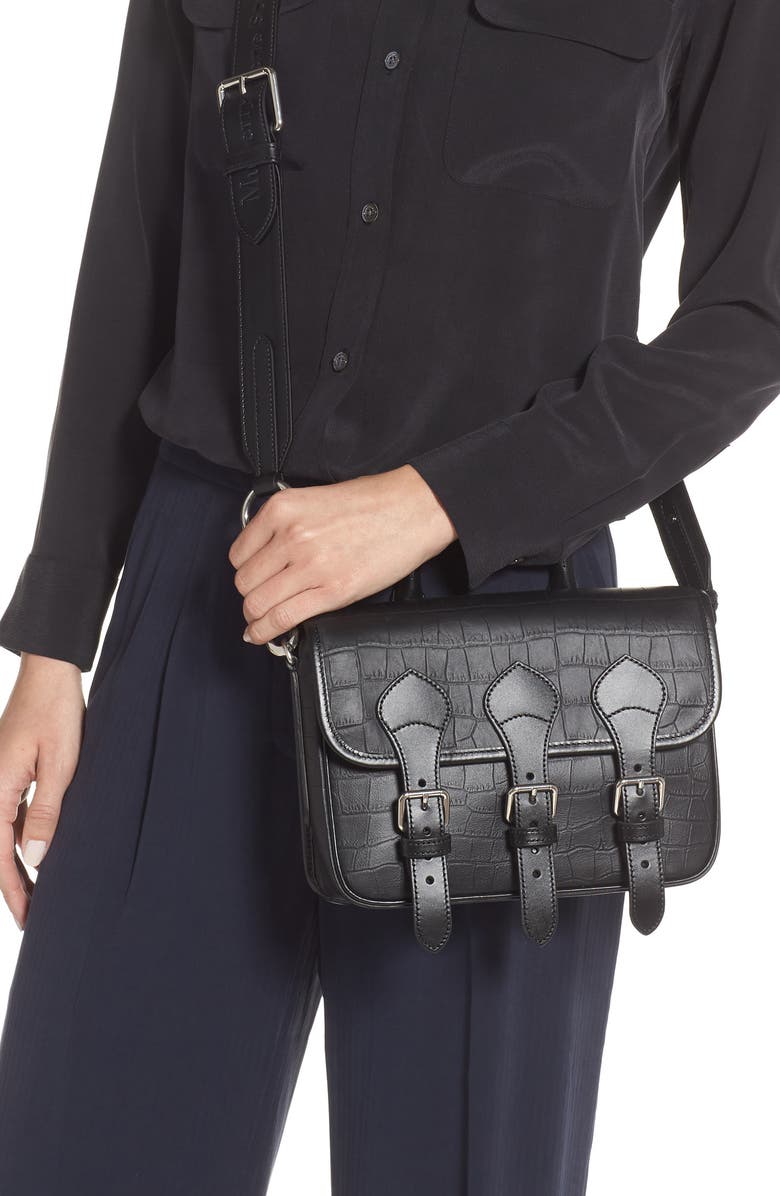 Mulberry & Acne Studios Matte Crocodile Embossed Leather Messenger Bag, Alternate, color,