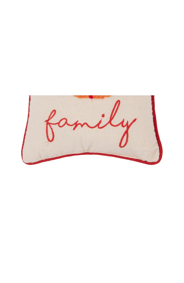 C&F Home Christmas Presents "Family" French Knot Mini Accent Pillow 8" x 8", Alternate, color, Beige