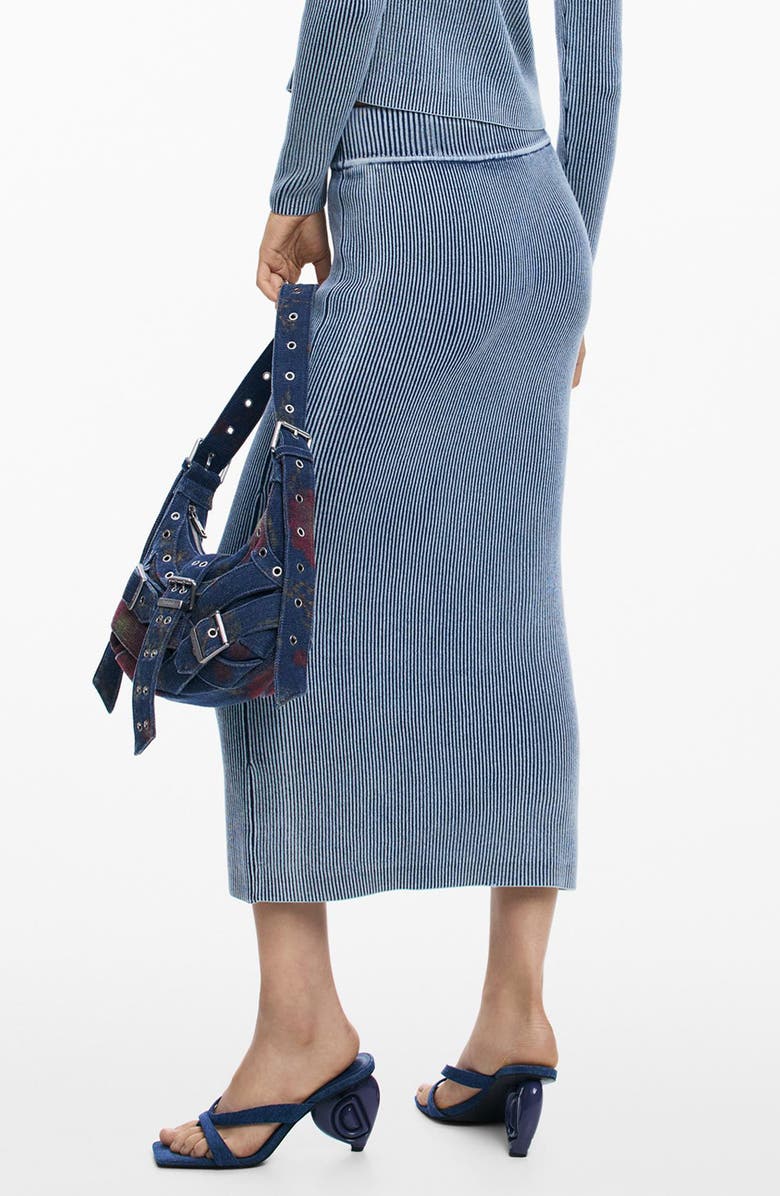 Desigual Rib Maxi Skirt, Alternate, color, Navy