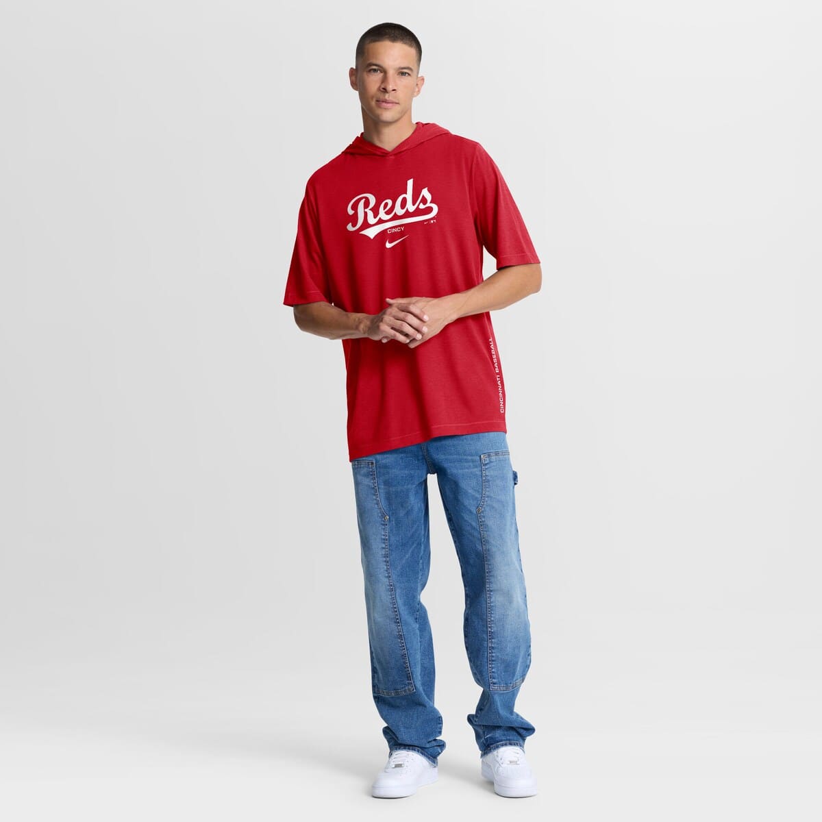 Nike Men's Nike Red Cincinnati Reds Arched Wordmark Tri-Blend Hooded T ...
