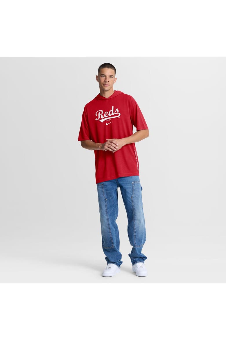 Men's Nike Red Cincinnati Reds Arched Wordmark Tri-Blend Hooded T-Shirt, Alternate, color, Red