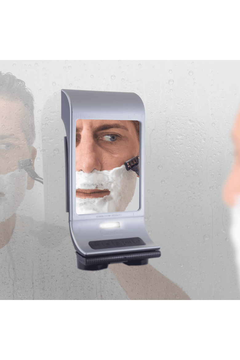 Fogless Lighted Shower Mirror with Wall Mount & Bluetooth Speaker, Alternate, color, Silver