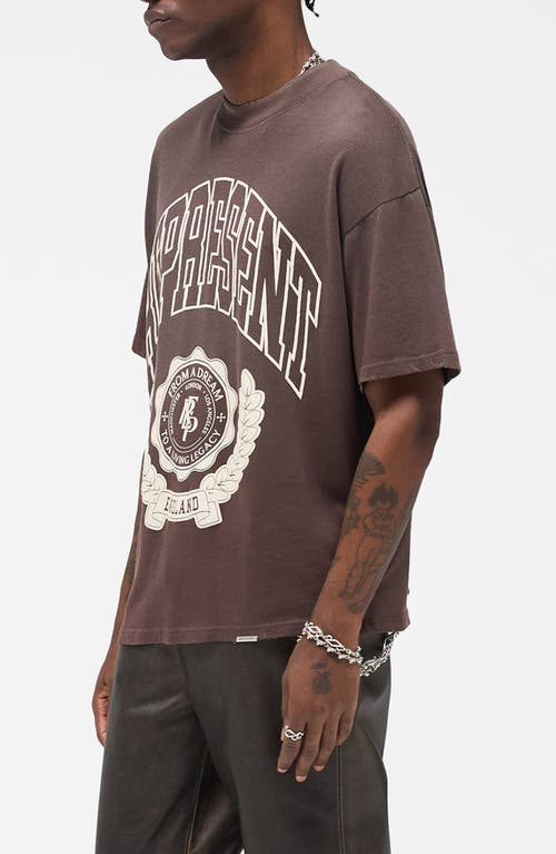 Represent Legacy Crest Cotton T-shirt With Distressed Effect In Brown