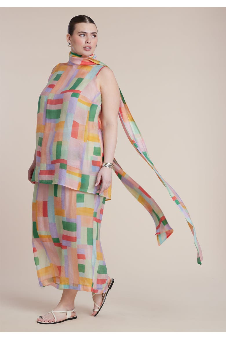 Sheer Printed Organza Skirt, Alternate, color, PAINTED GLASS