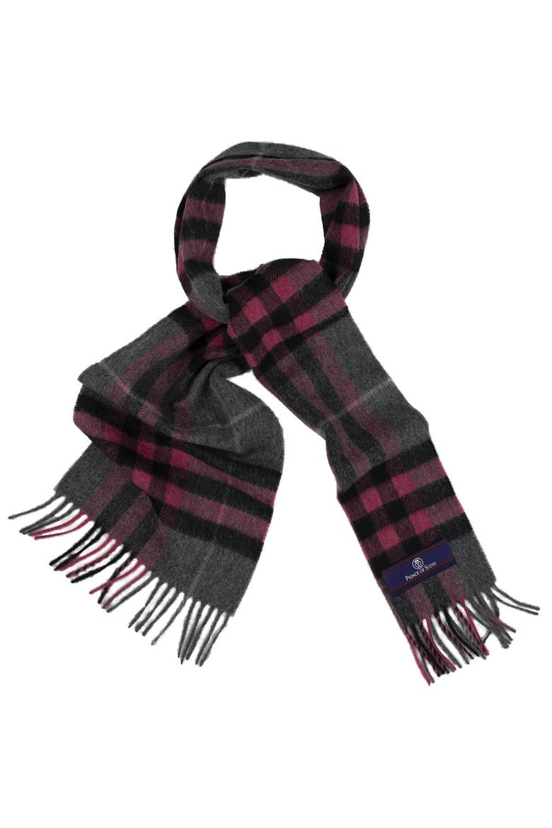 Heritage Plaid Fringed Merino Wool Scarf, Main, color, Grey