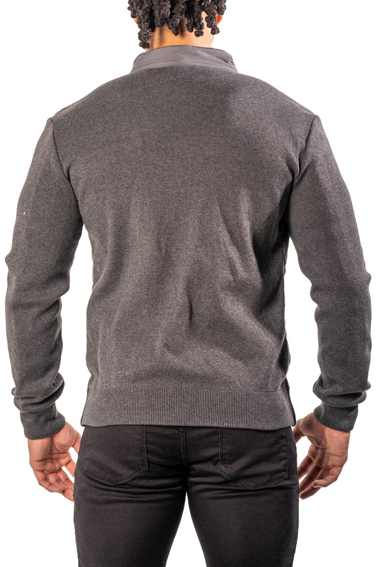 Quilted & Knit Bomber Jacket, Alternate, color, GREY