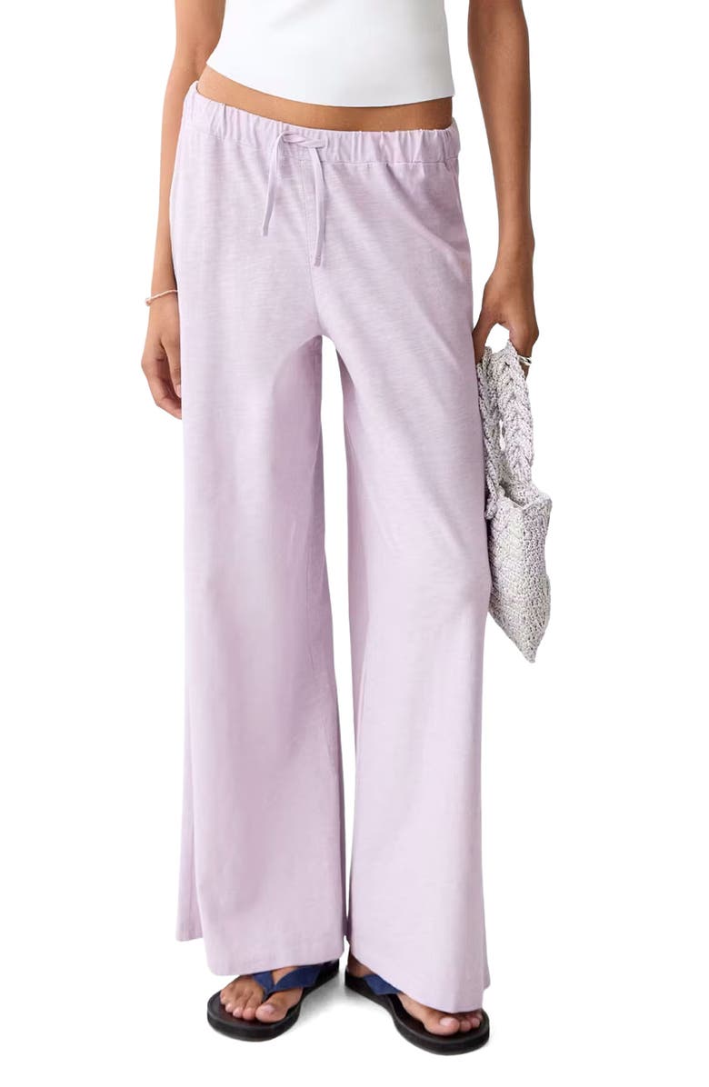 MANGO TEEN Kids' Straight Leg Cotton Jersey Trousers, Main, color, Lilac