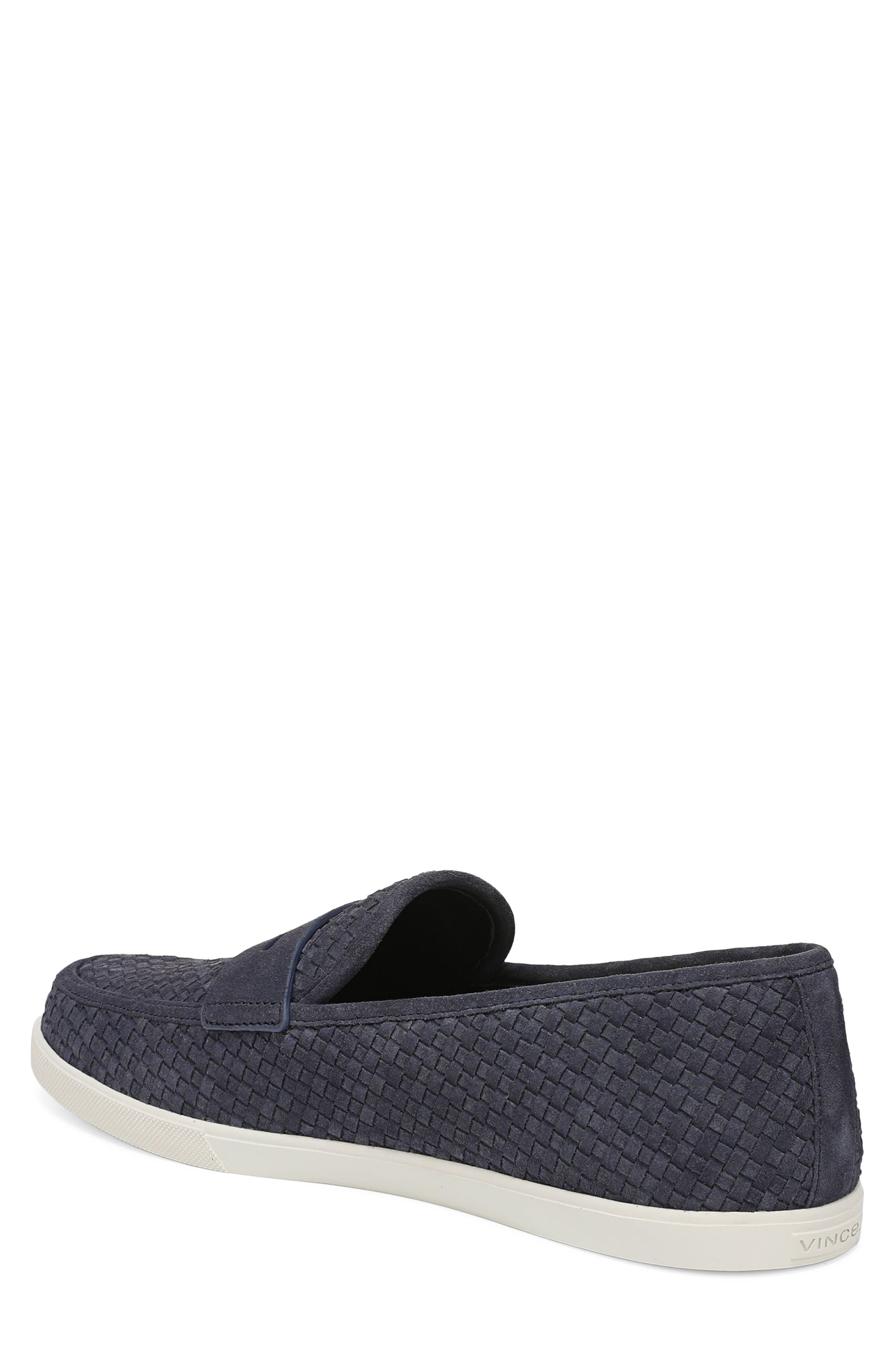 Santino Woven Suede Penny Loafer, Alternate, color, BLUE INK
