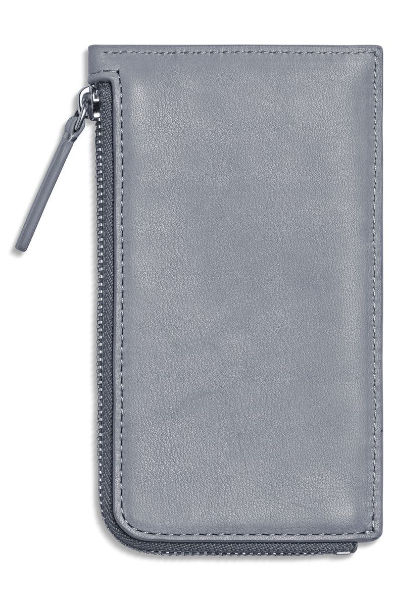 Shinola Leather Zip Around Card Case, Alternate, color, Mist