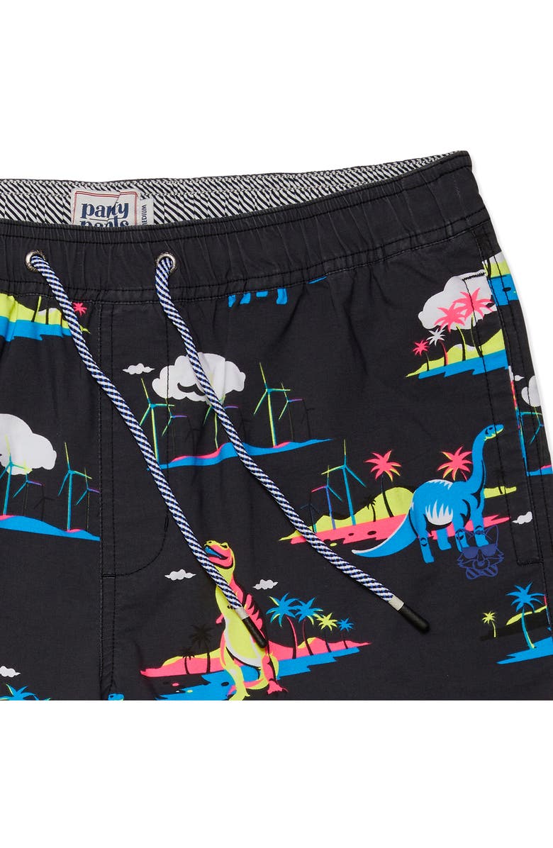 Party Pants Print Swim Trunks, Alternate, color, Black