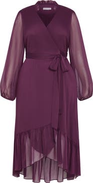 City Chic Instinct Long Sleeve Wrap Dress