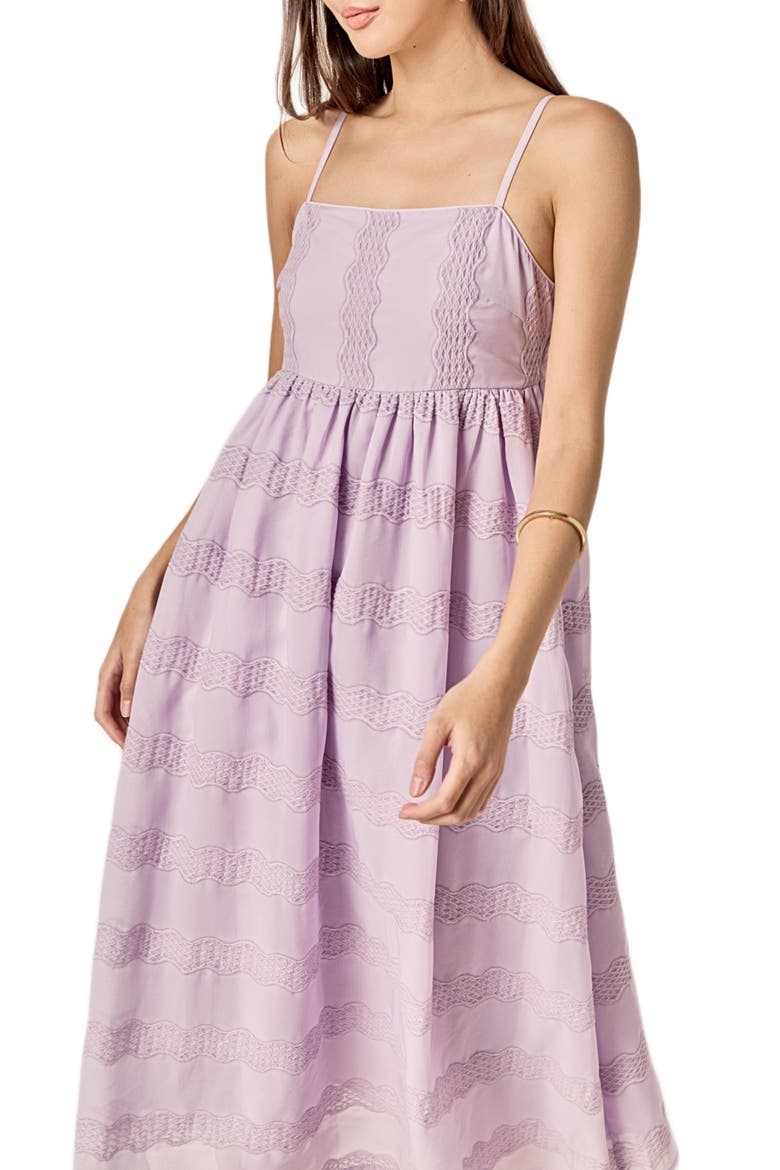 Embroidered Sleeveless Chiffon Midi Dress, Alternate, color, LILAC