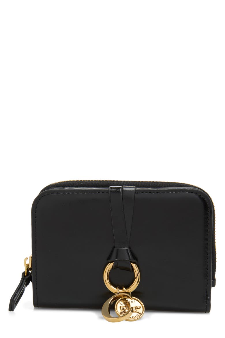 Alphabet Shiny Bifold Wallet, Main, color, BLACK