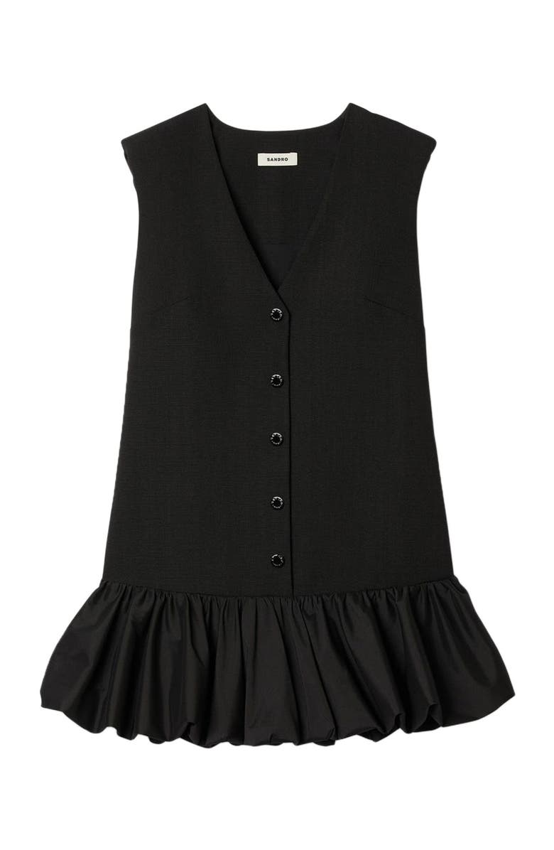 SANDRO Short tailored dress with ruffle, Alternate, color, Black
