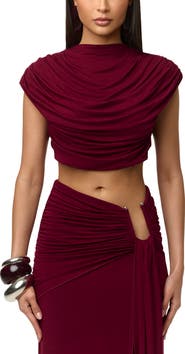 Naked Wardrobe Smooth Draped Crop Top