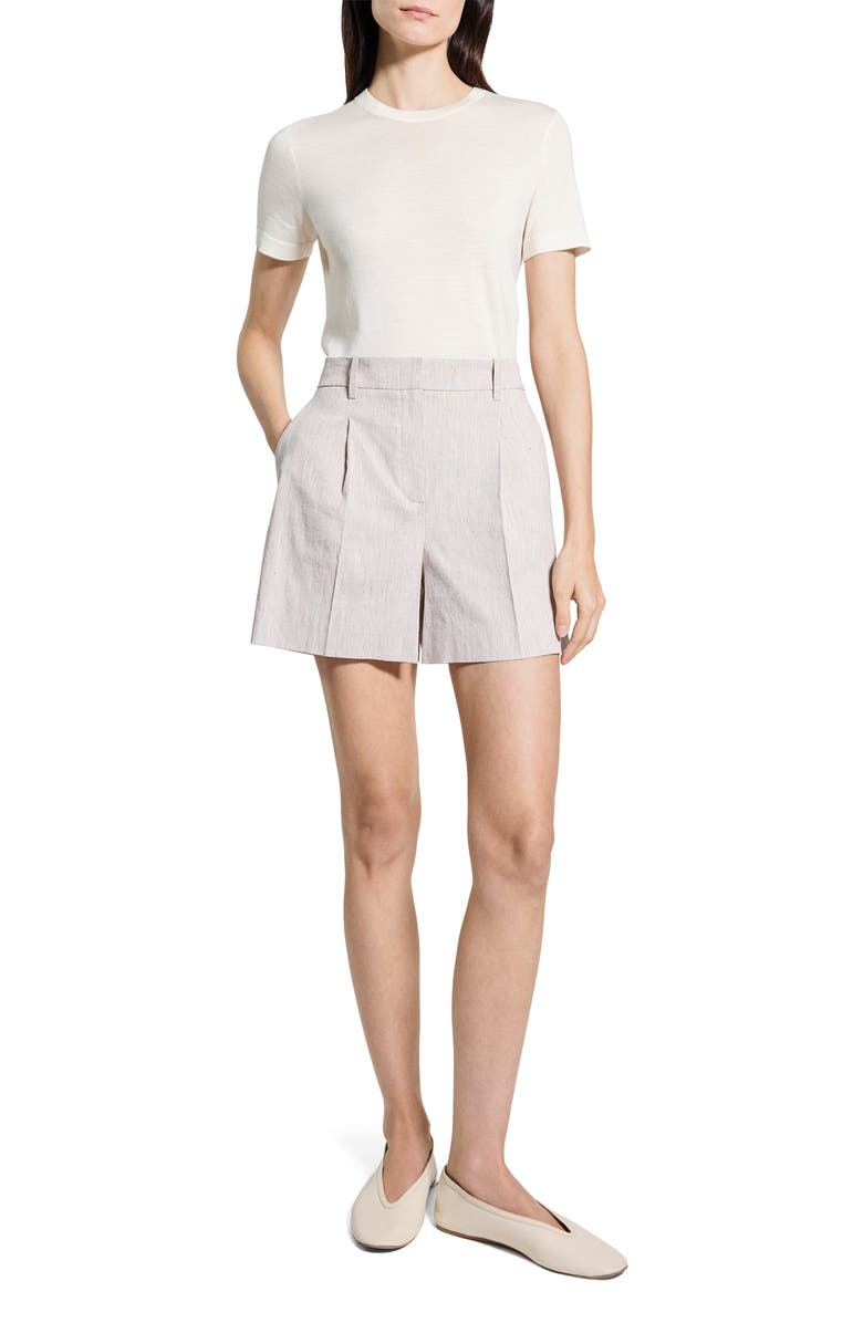 Theory Fluid Linen Blend Shorts, Alternate, color, 