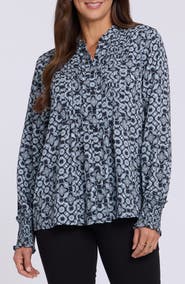 NYDJ Pleated Peasant Blouse