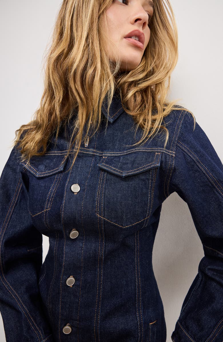 Good American Long Sleeve Denim Minidress, Alternate, color,