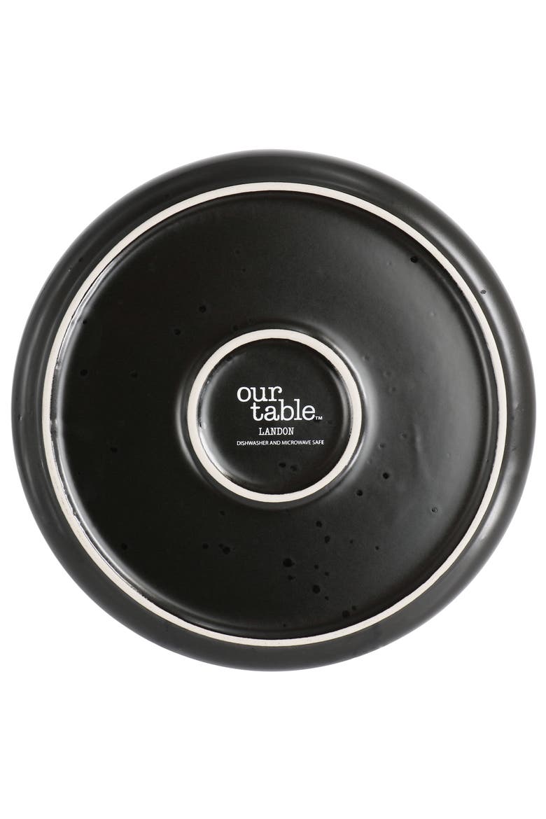 Landon 4 Piece 8.4in Round Stoneware Salad Plate Set, Alternate, color, Black