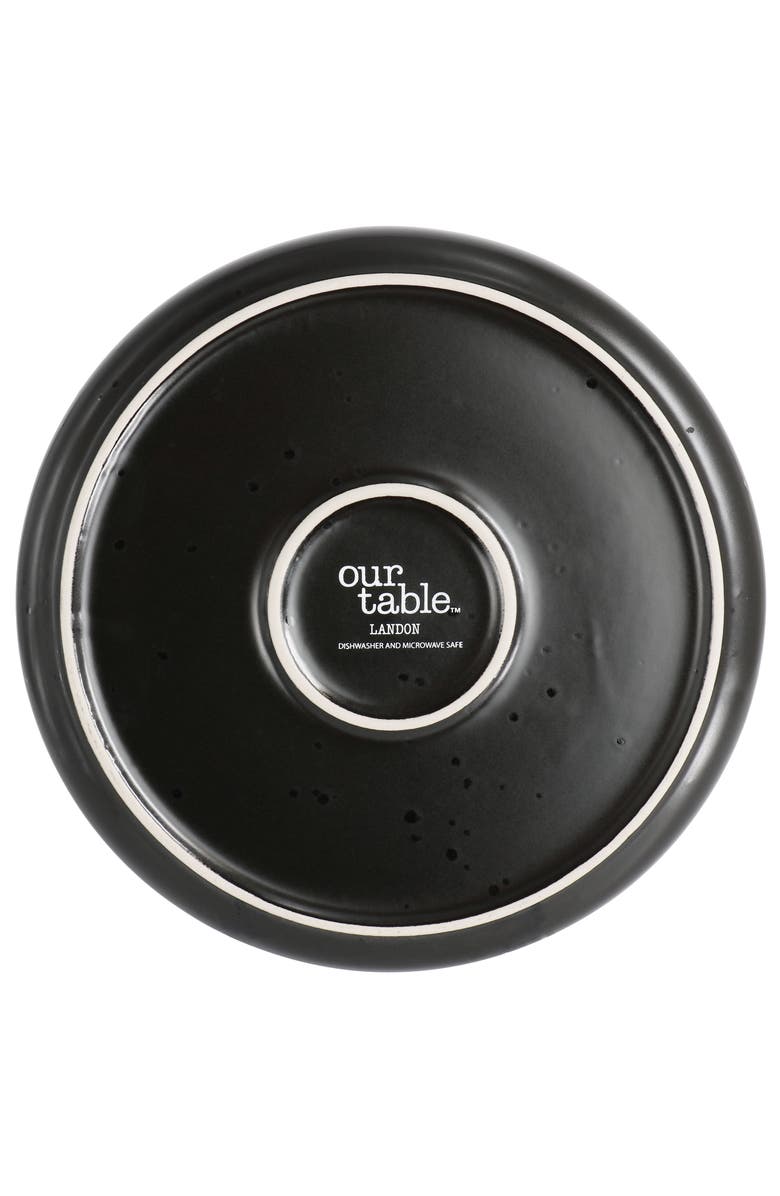 Our Table Landon 4 Piece 8.4 Inch Round Stoneware Salad Plate Set, Alternate, color, Black