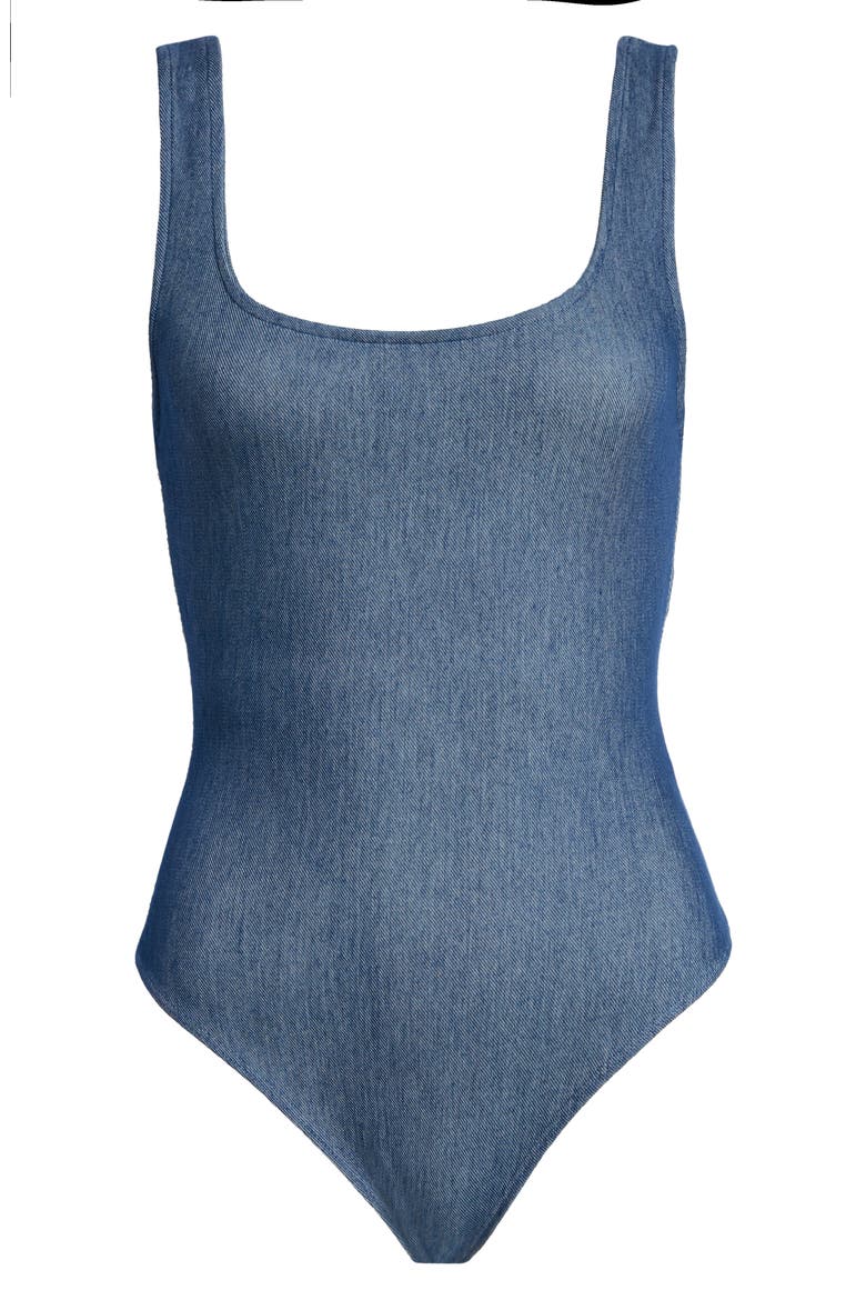 Stretch Denim Tank Bodysuit, Alternate, color, DENIM