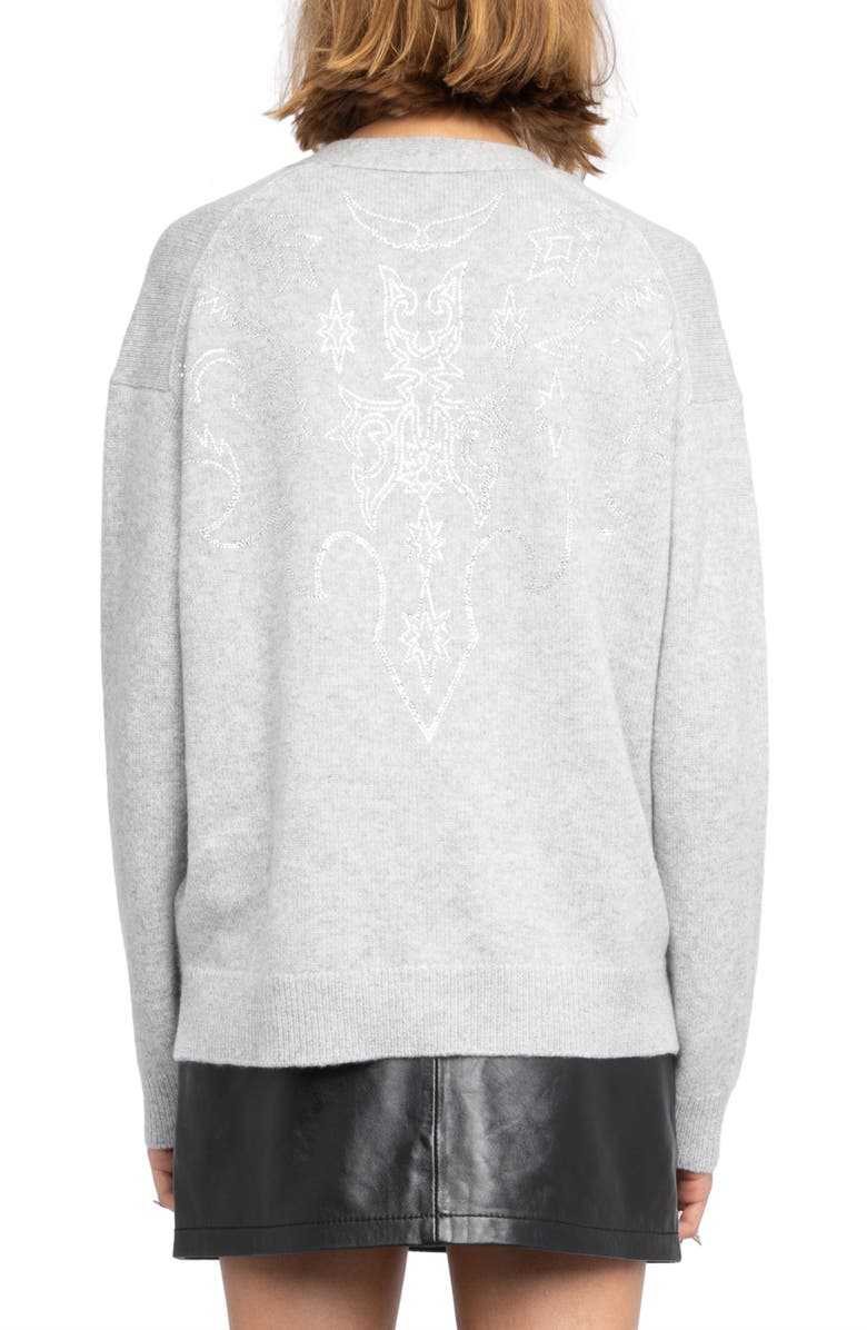 Zadig & Voltaire Mirkas Strass Cashmere Cardigan, Alternate, color, Gris Chine Clai