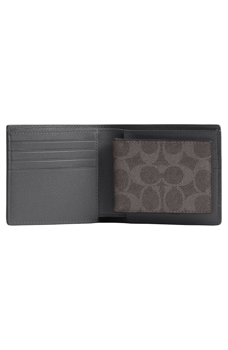 COACH 3-in-1 Signature Coated Canvas Wallet, Alternate, color, Grey Signature