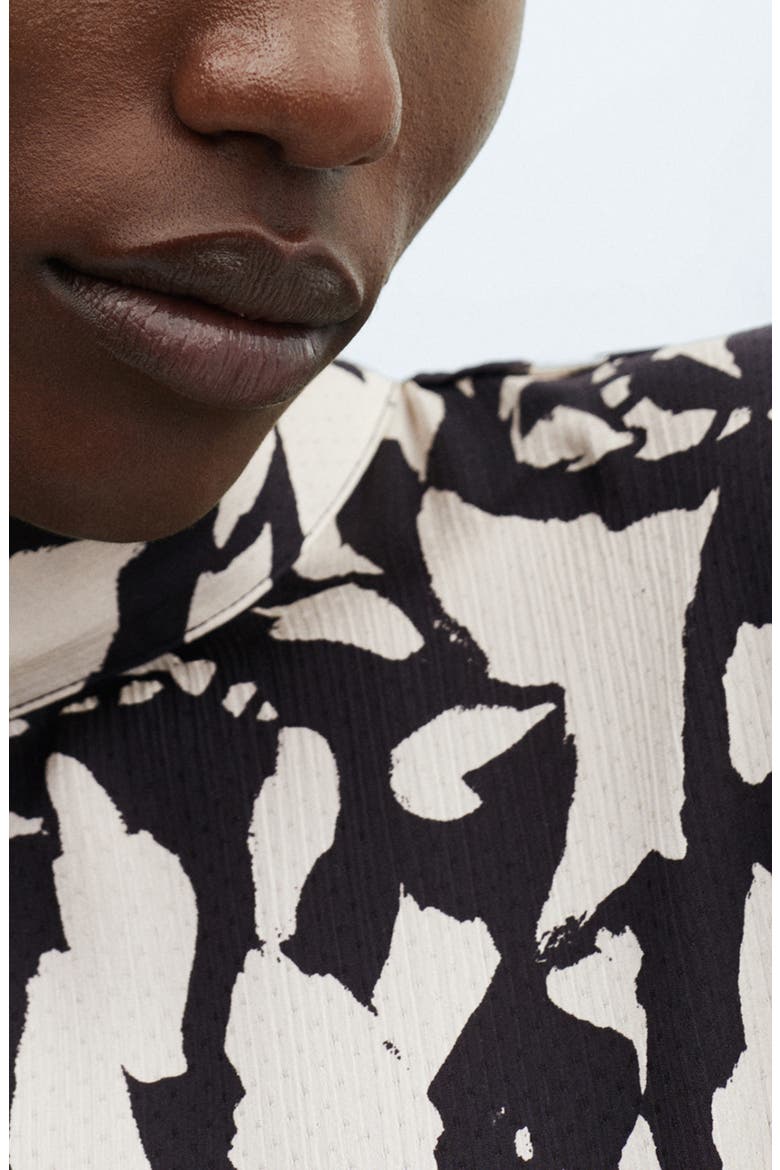 Print Mock Neck Top, Alternate, color, BLACK
